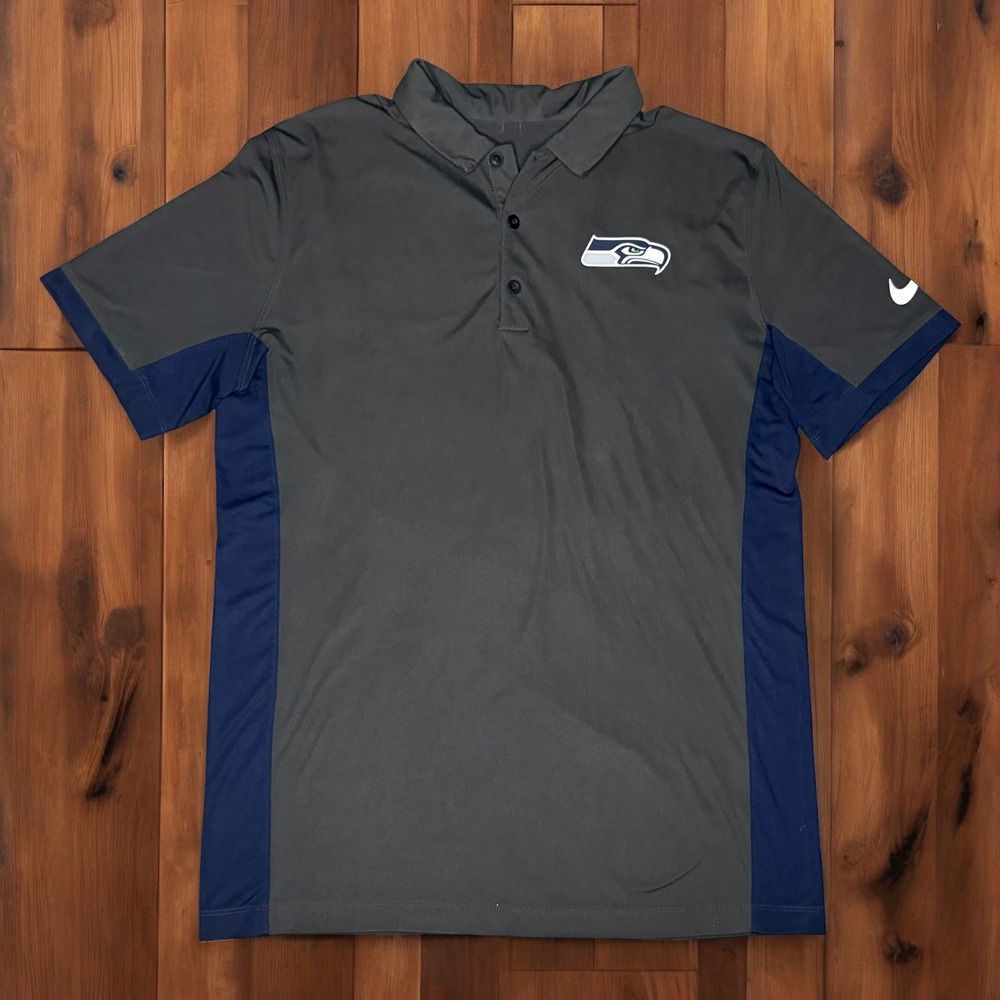Nike‎ Seattle Seahawks Dri-Fit Polo Shirt Mens Medium NFL Performance Stretch